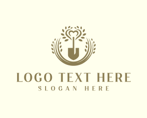 Eco - Shovel Heart Plant logo design