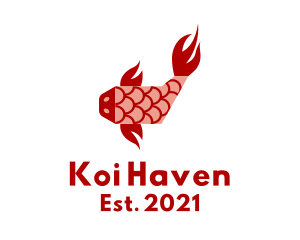 Koi - Red Koi Fish logo design