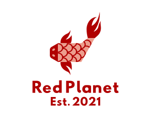 Red Koi Fish  logo design