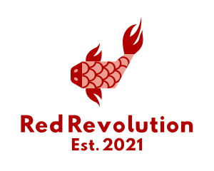 Red Koi Fish  logo design