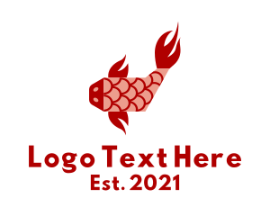 Koi - Red Koi Fish logo design