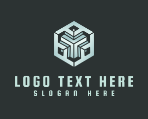 Biotech - Modern Cyber Cube logo design