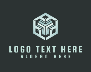 Coworking Space - Modern Cyber Cube logo design