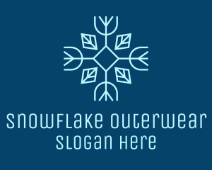 Winter Leaf Snowflake logo design