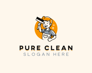 Janitor Cleaning Squeegee logo design