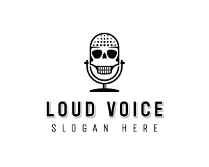 Skull Microphone Podcast logo design