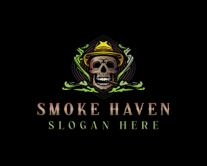 Hat Smoking Skull logo design