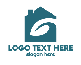 House - Blue Eco House logo design
