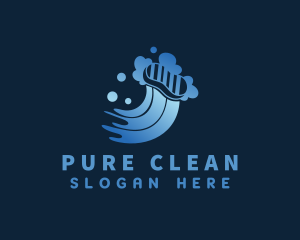 Blue Clean Sponge Bubbles logo design