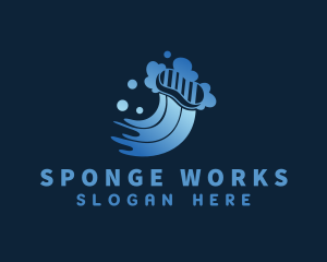 Sponge - Blue Clean Sponge Bubbles logo design