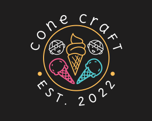 Cone - Neon Ice Cream Seal logo design