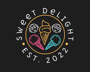 Sherbet - Neon Ice Cream Seal logo design