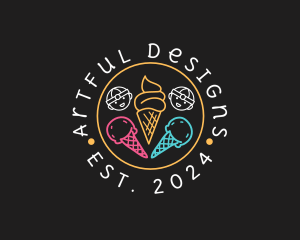 Neon Ice Cream Seal  logo design