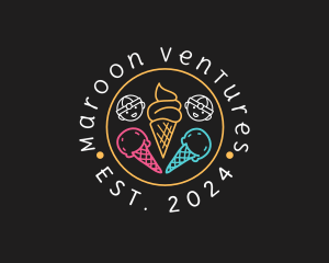 Neon Ice Cream Seal  logo design