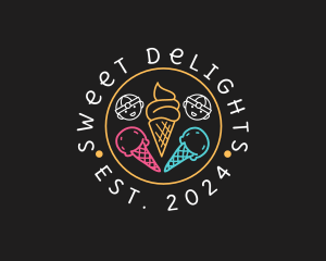 Neon Ice Cream Seal  logo design