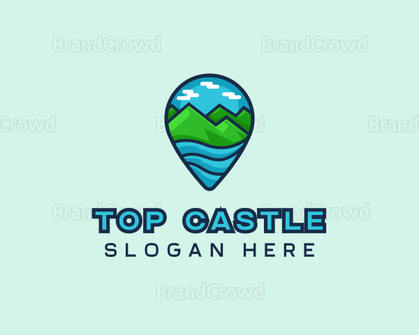 Mountain Sea Location Pin Logo