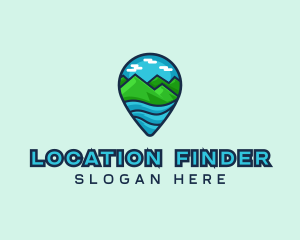 Geolocation - Mountain Sea Location Pin logo design