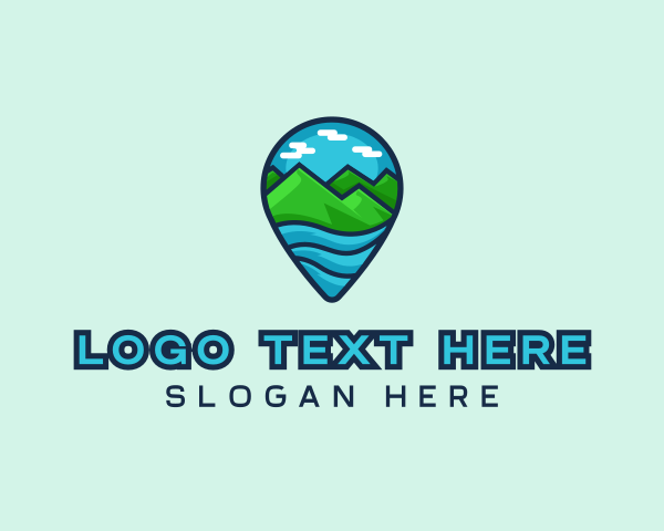 Map - Mountain Sea Location Pin logo design