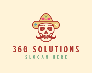 Mustache Calavera Skull logo design