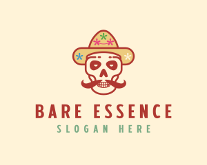 Mustache Calavera Skull logo design