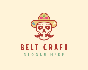 Mustache Calavera Skull logo design