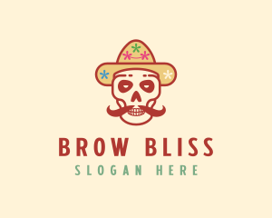 Mustache Calavera Skull logo design