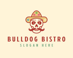 Mustache Calavera Skull logo design