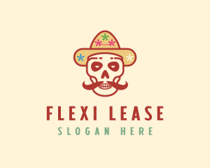 Mustache Calavera Skull logo design