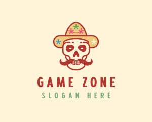 Mustache Calavera Skull logo design