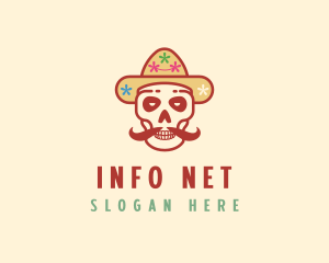 Mustache Calavera Skull logo design