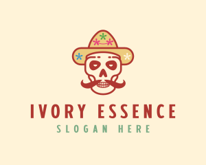 Mustache Calavera Skull logo design