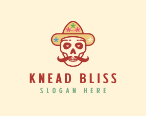 Mustache Calavera Skull logo design