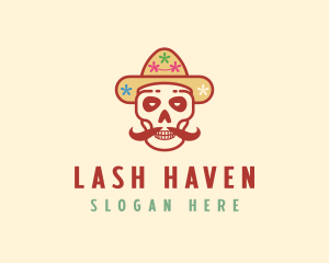 Mustache Calavera Skull logo design