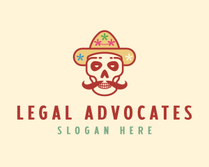 Mustache Calavera Skull logo design