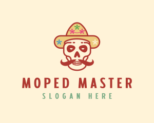 Mustache Calavera Skull logo design