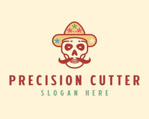 Mustache Calavera Skull logo design