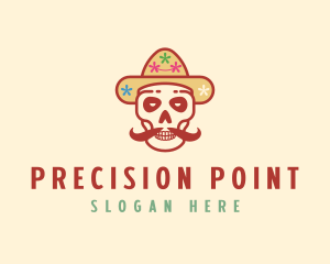 Mustache Calavera Skull logo design