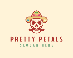 Mustache Calavera Skull logo design