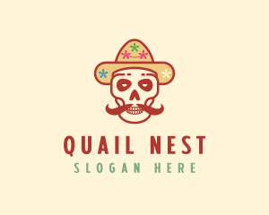 Mustache Calavera Skull logo design