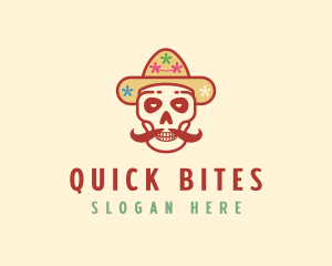 Mustache Calavera Skull logo design