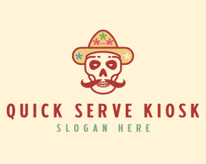 Mustache Calavera Skull logo design