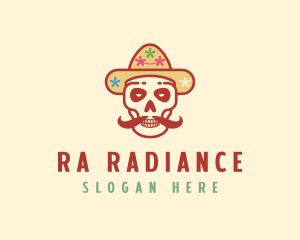 Mustache Calavera Skull logo design