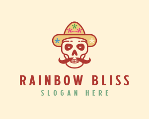 Mustache Calavera Skull logo design