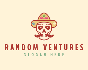 Mustache Calavera Skull logo design