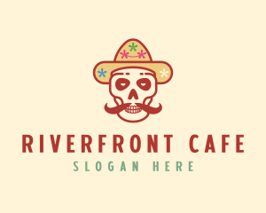 Mustache Calavera Skull logo design