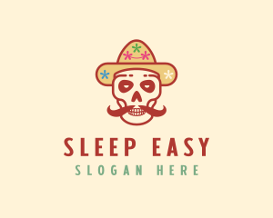 Mustache Calavera Skull logo design