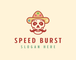 Mustache Calavera Skull logo design