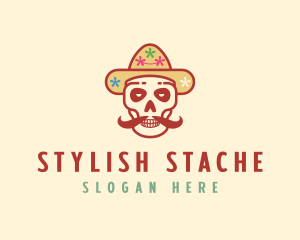 Mustache - Mustache Calavera Skull logo design