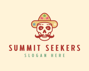 Mustache Calavera Skull logo design