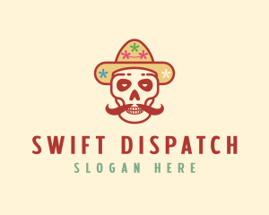 Mustache Calavera Skull logo design